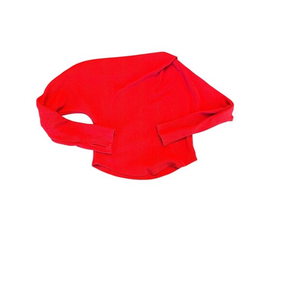 We The Free Red Ribbed Long Sleeve Cropped Boatneck Top XS - Picture 5 of 5